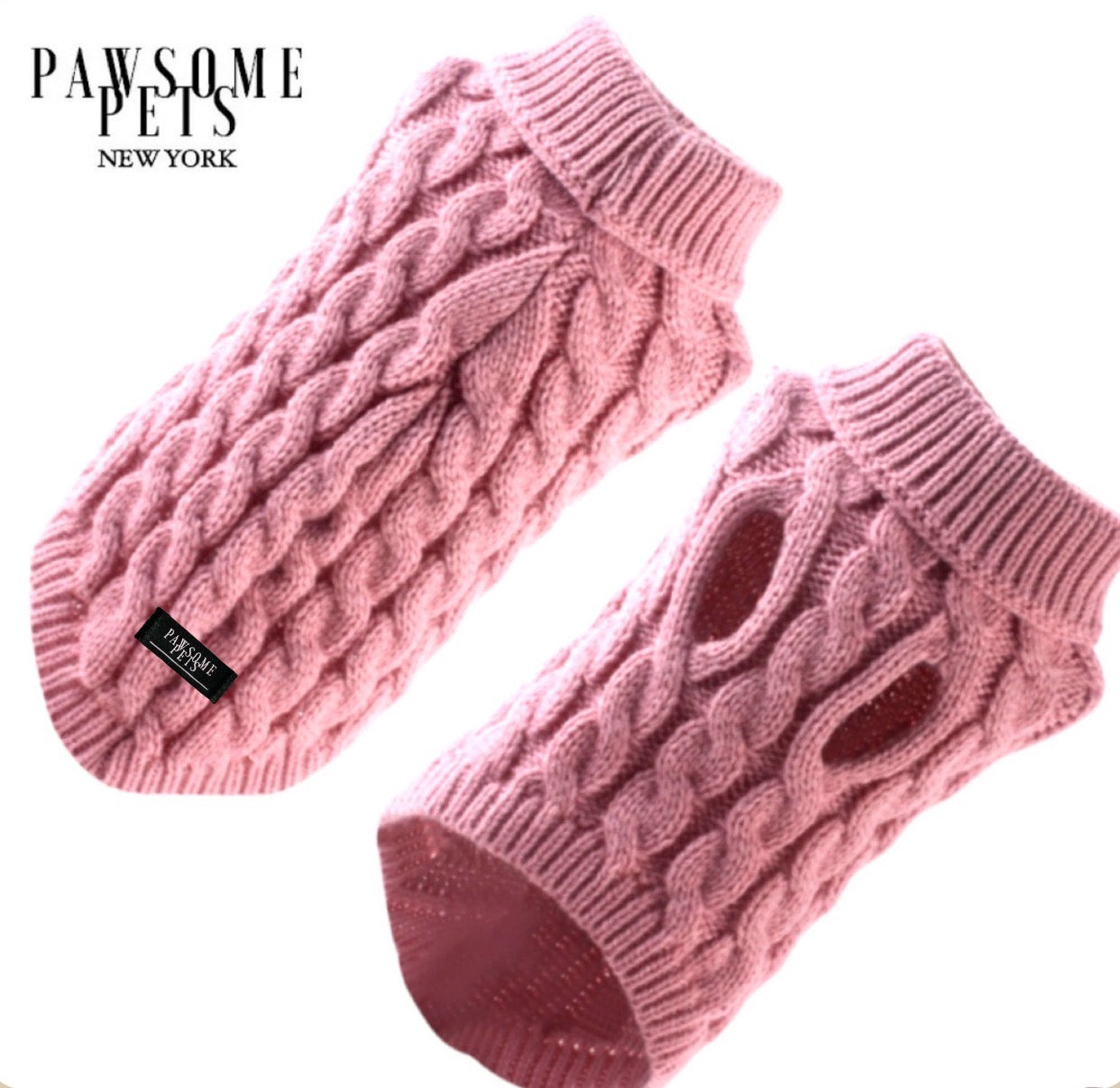 CABLE KNIT DOG SWEATER - PINK - Trendy Dog Boutique