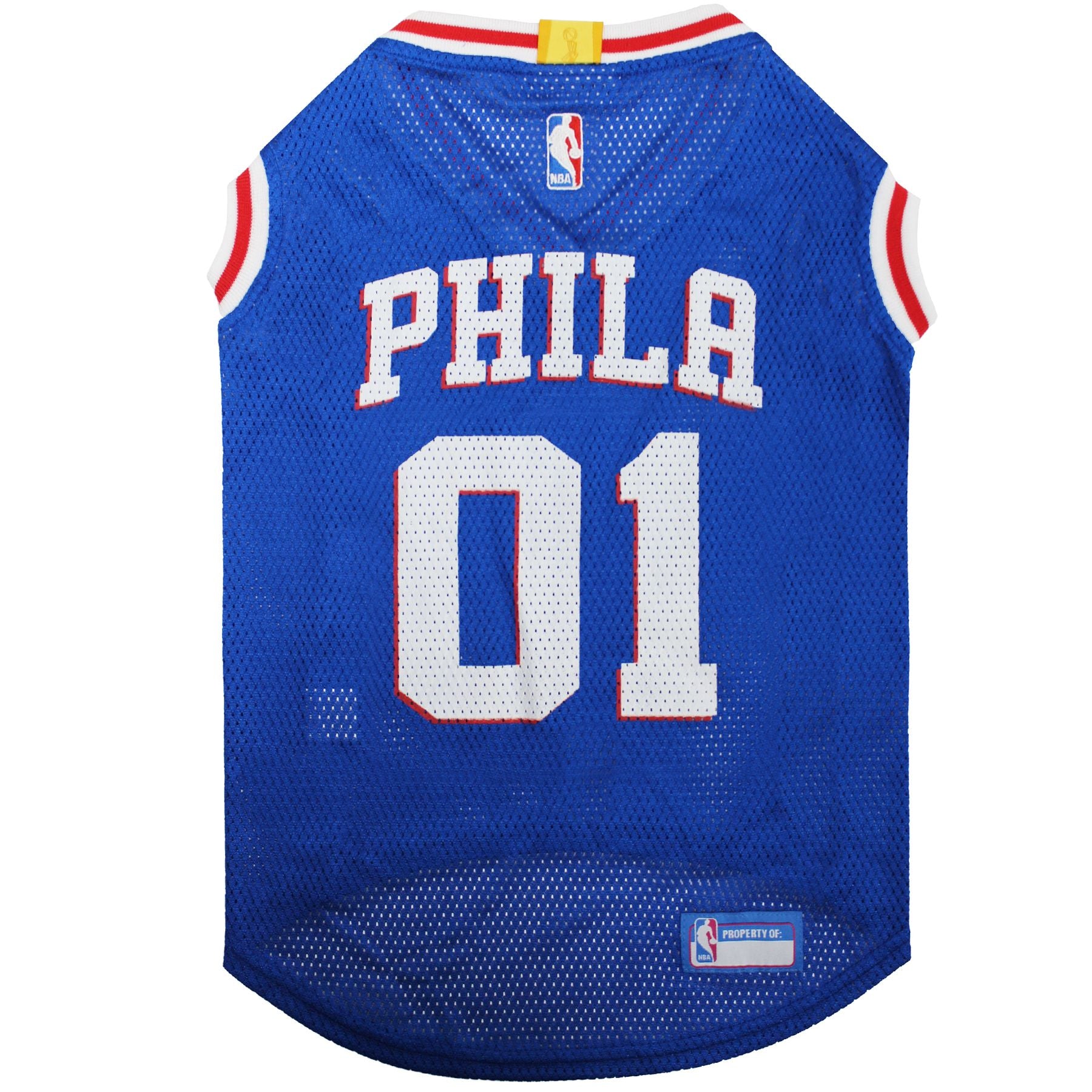 Philadelphia 76ers Mesh Dog Jersey, Back View - Trendy Dog Boutique