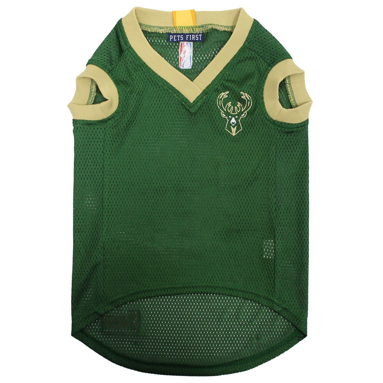 Milwaukee Bucks Mesh Dog Jersey, Front View - Trendy Dog Boutique