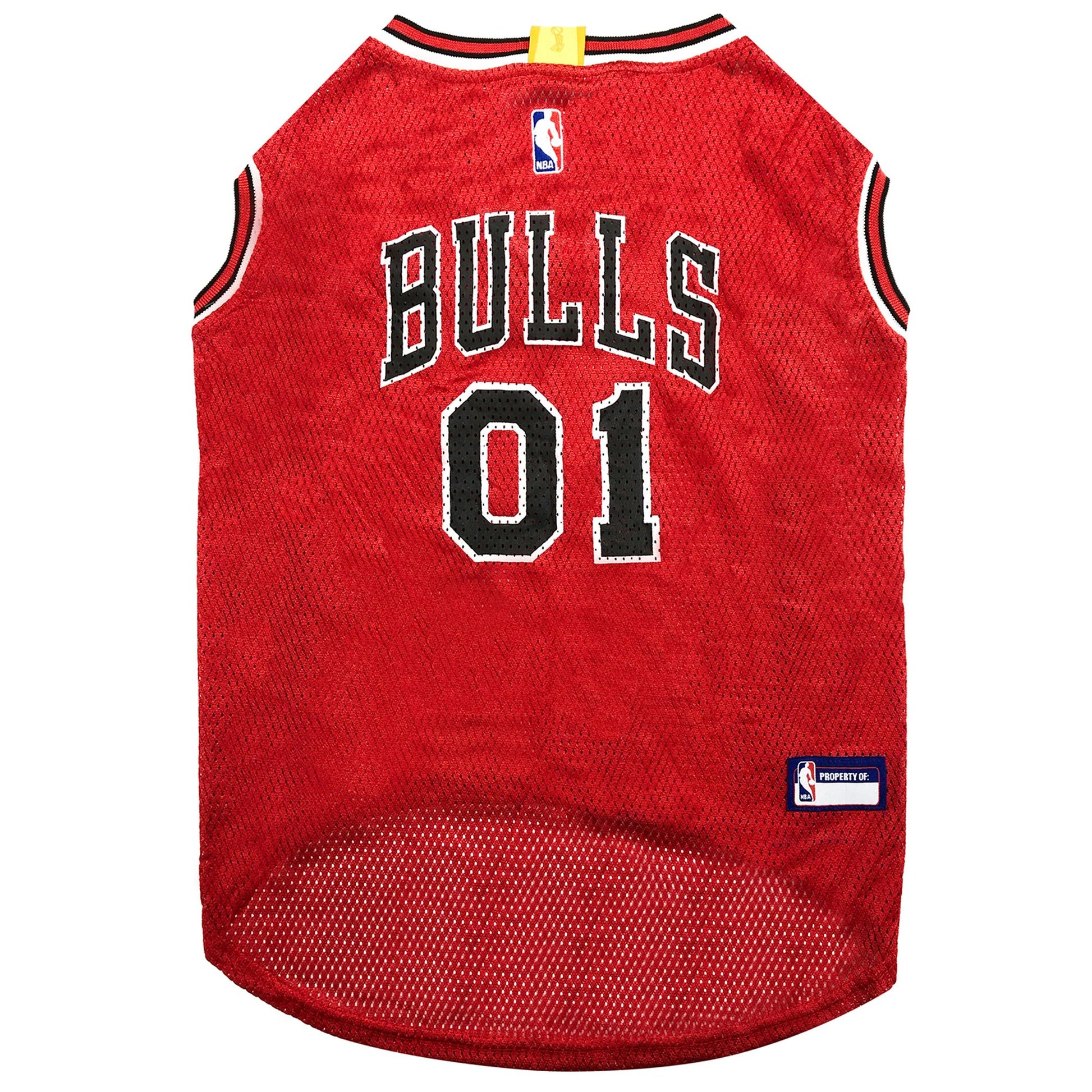 Chicago Bulls Mesh Dog Jersey, Back View - Trendy Dog Boutique