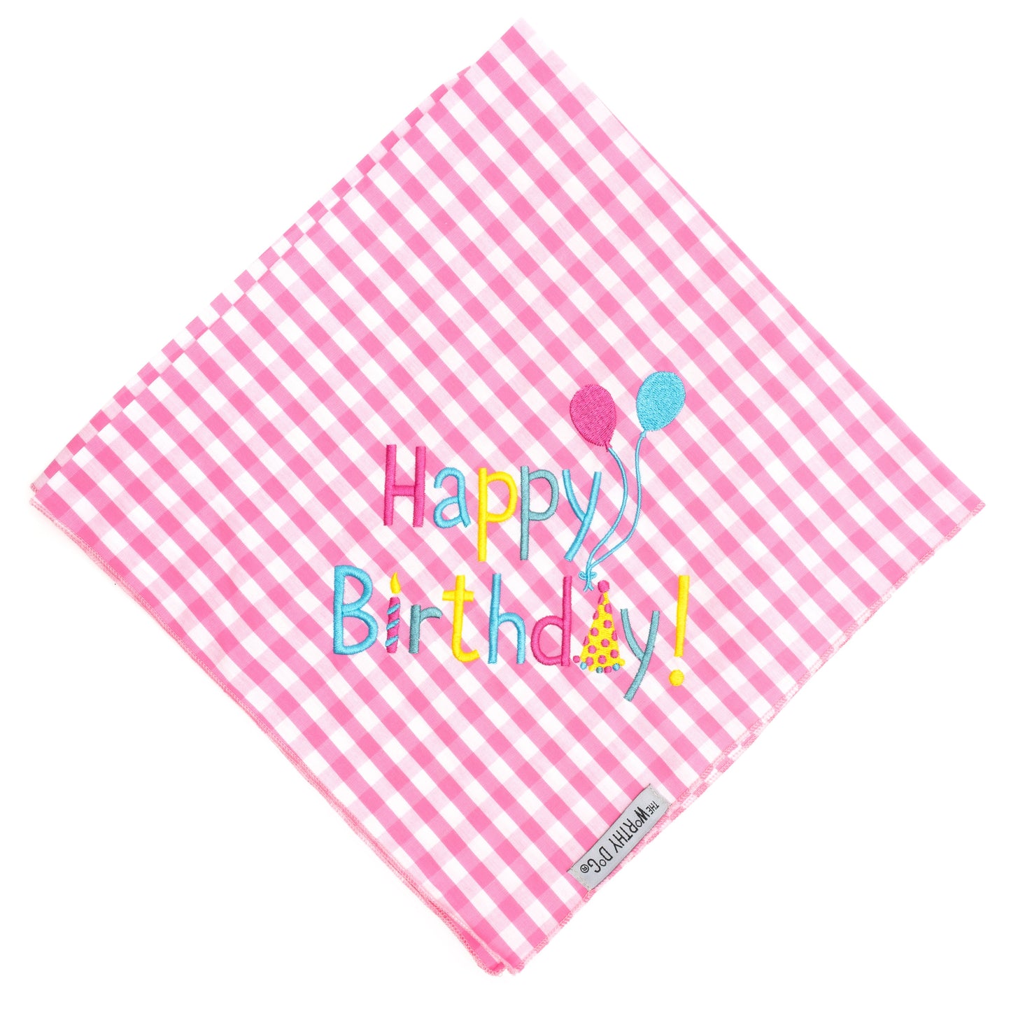 Happy Birthday Pink Dog Bandana, Untied - Trendy Dog Boutique