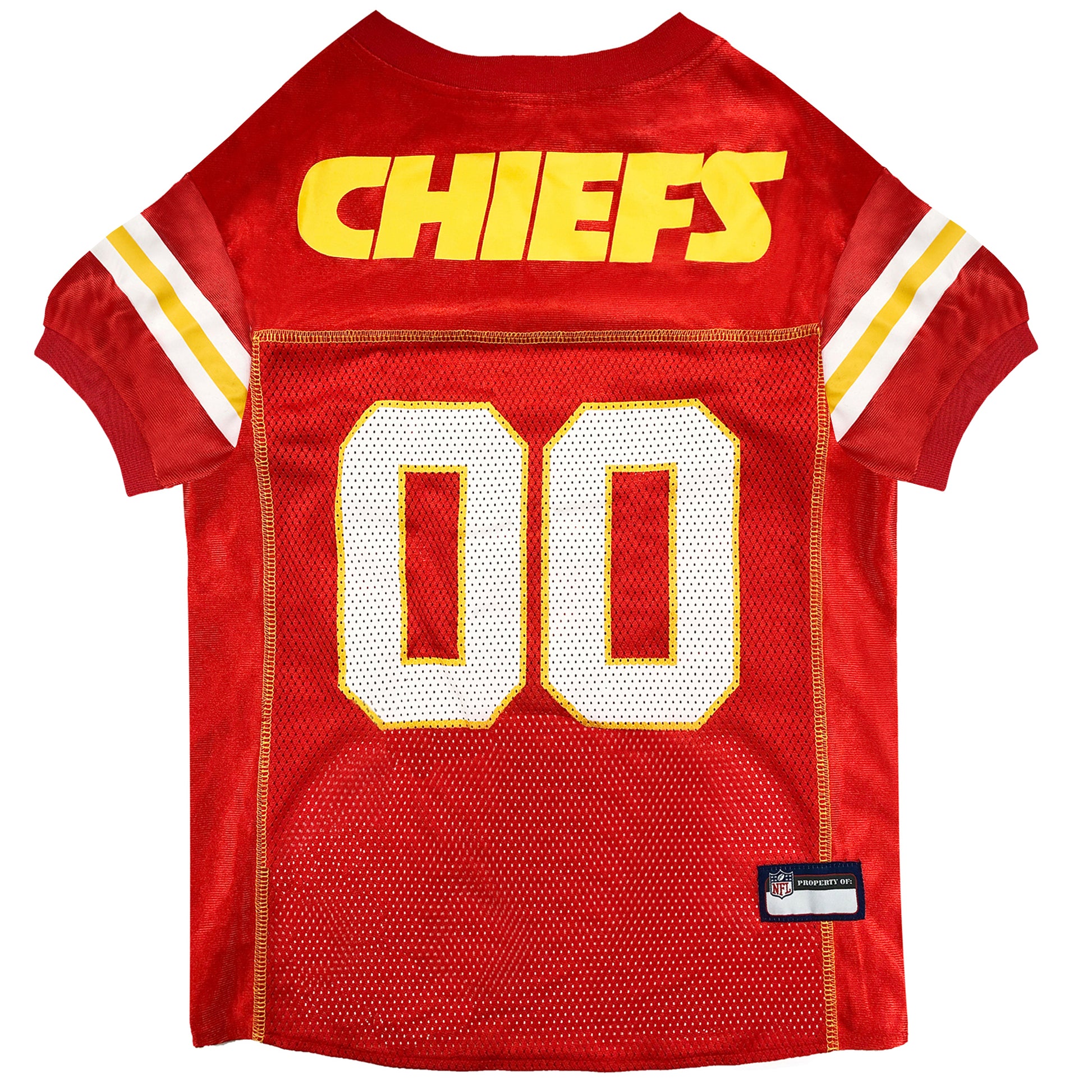 Kansas City Chiefs Mesh Dog Jersey, Back View - Trendy Dog Boutique