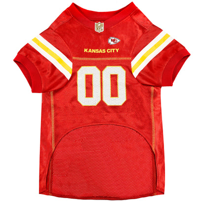 Kansas City Chiefs Mesh Dog Jersey, Front View - Trendy Dog Boutique