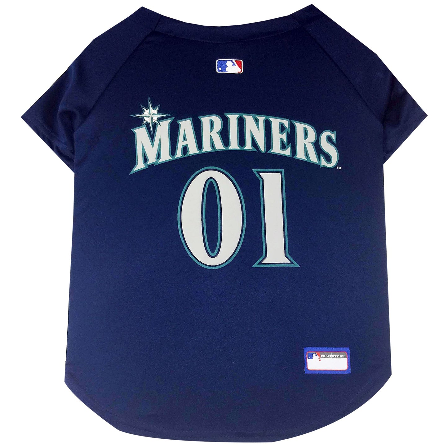 Seattle Mariners Dog Jersey, Back View - Trendy Dog Boutique