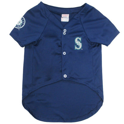 Seattle Mariners Dog Jersey, Front View - Trendy Dog Boutique