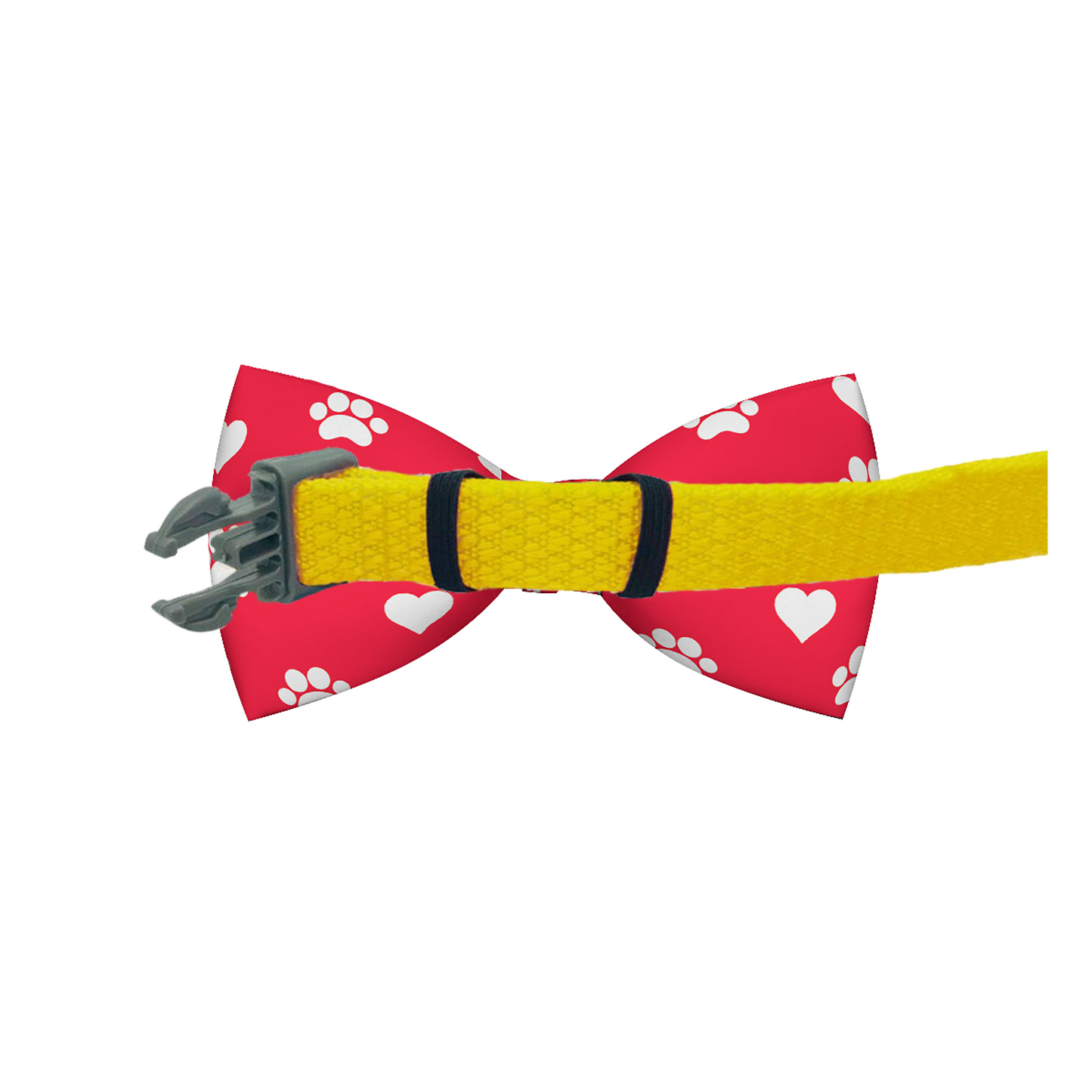 Valentines Day Paw Prints & Hearts Red Dog Bow Tie - Trendy Dog Boutique