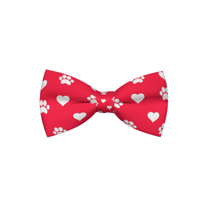 Valentines Day Paw Prints & Hearts Red Dog Bow Tie - Trendy Dog Boutique