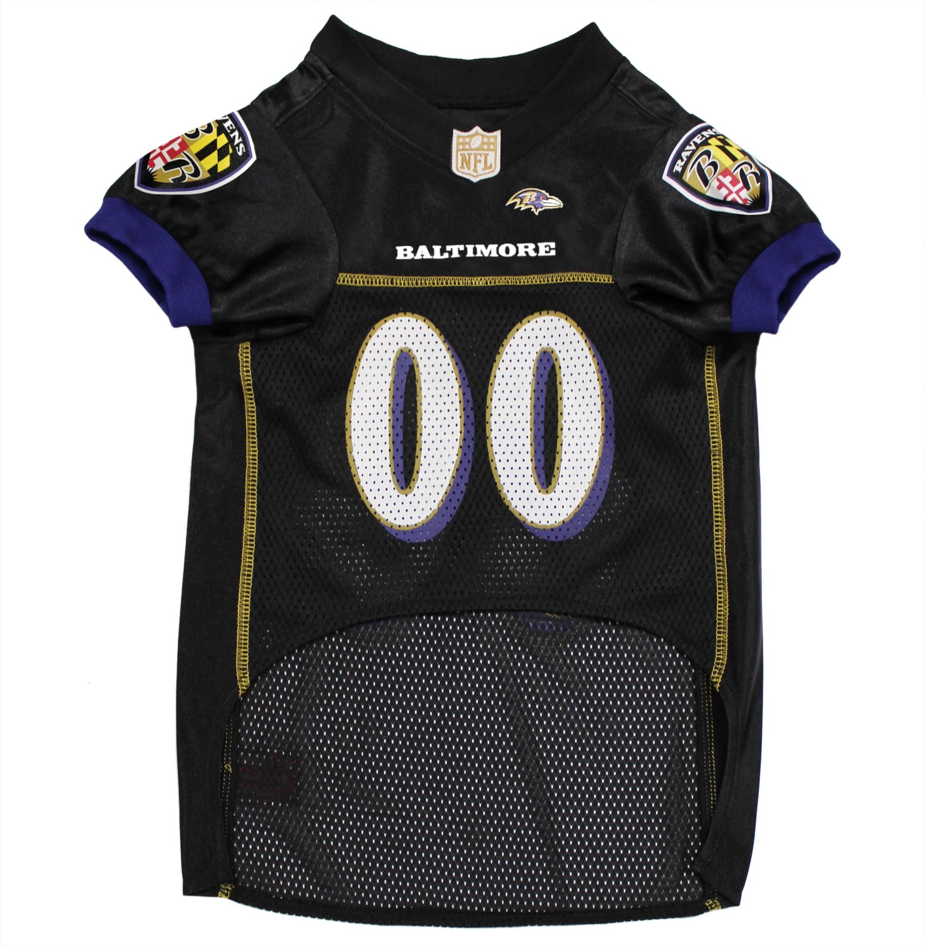 Baltimore Ravens Mesh Dog Jersey, Front View - Trendy Dog Boutique