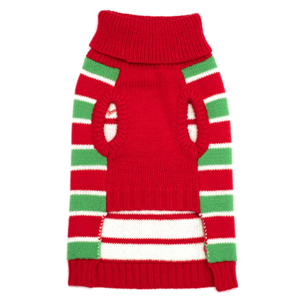 Red and Green Striped Santa Dog Sweater - Trendy Dog Boutique