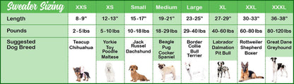 Polka Dot & Flower Dog Sweater, Size Chart - Trendy Dog Boutique