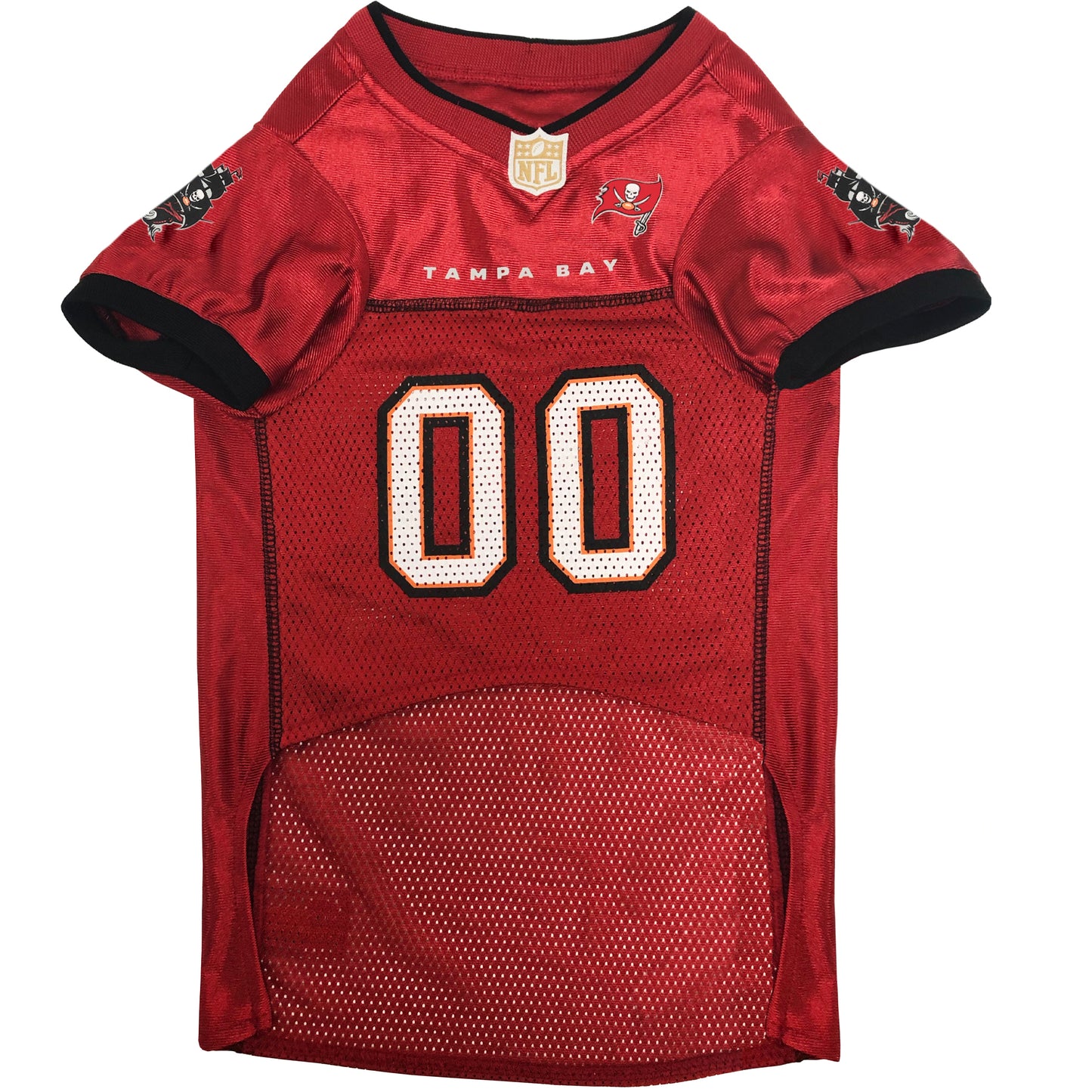 Tampa Bay Buccaneers Mesh Dog Jersey, Front View - Trendy Dog Boutique