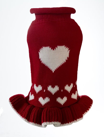 Valentine's Day Dog Heart Sweater Dress