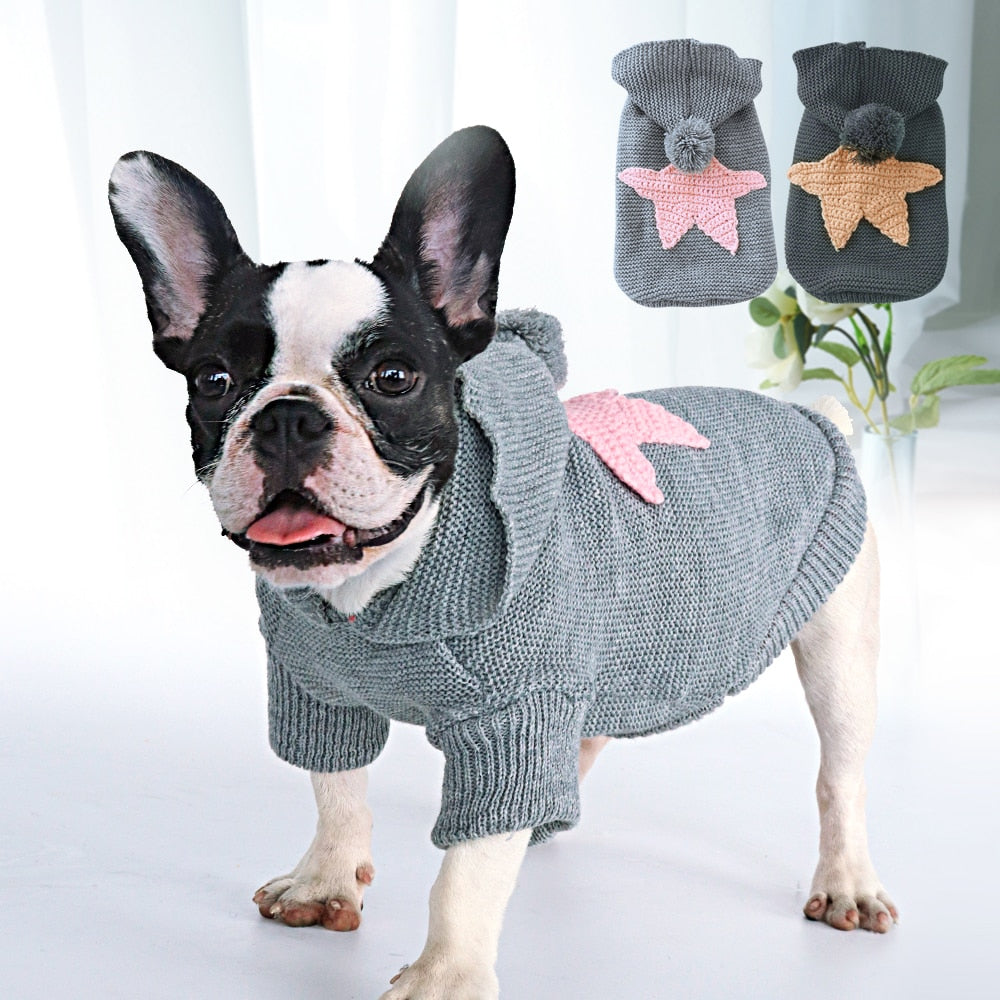 Cozy Hooded Dog Sweater with Star Design - Trendy Dog Boutique