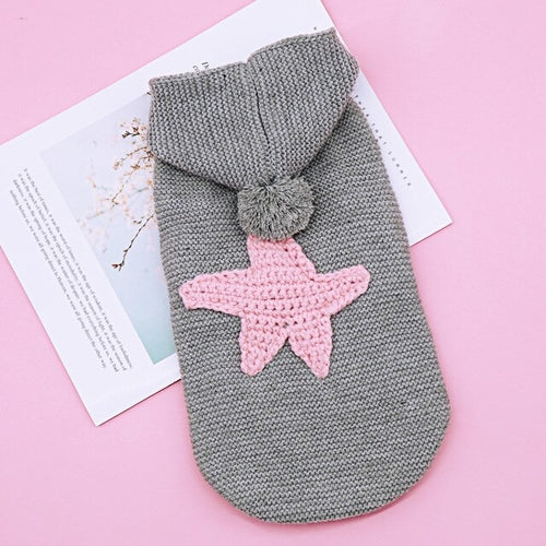 Cozy Hooded Dog Sweater with Star Design - Trendy Dog Boutique