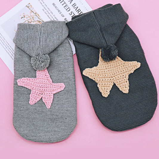 Cozy Hooded Dog Sweater with Star Design - Trendy Dog Boutique