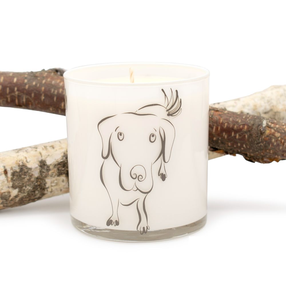 Big Stick Cedar Dog Jar Candle, Front View - Trendy Dog Boutique