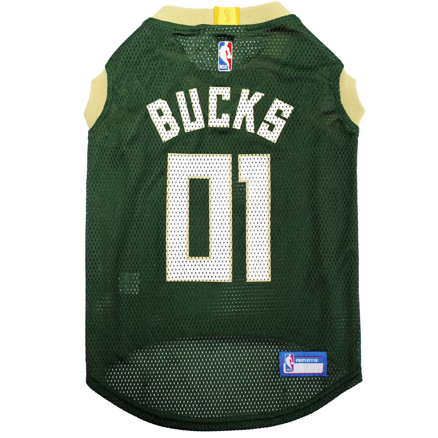 Milwaukee Bucks Mesh Dog Jersey, Back View - Trendy Dog Boutique