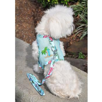 Cool Mesh Surfboards & Palms Dog Harness, On Dog, Back View  - Trendy Dog Boutique