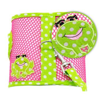 Cool Mesh Pink & Green Frog Dog Harness, Details - Trendy Dog Boutique