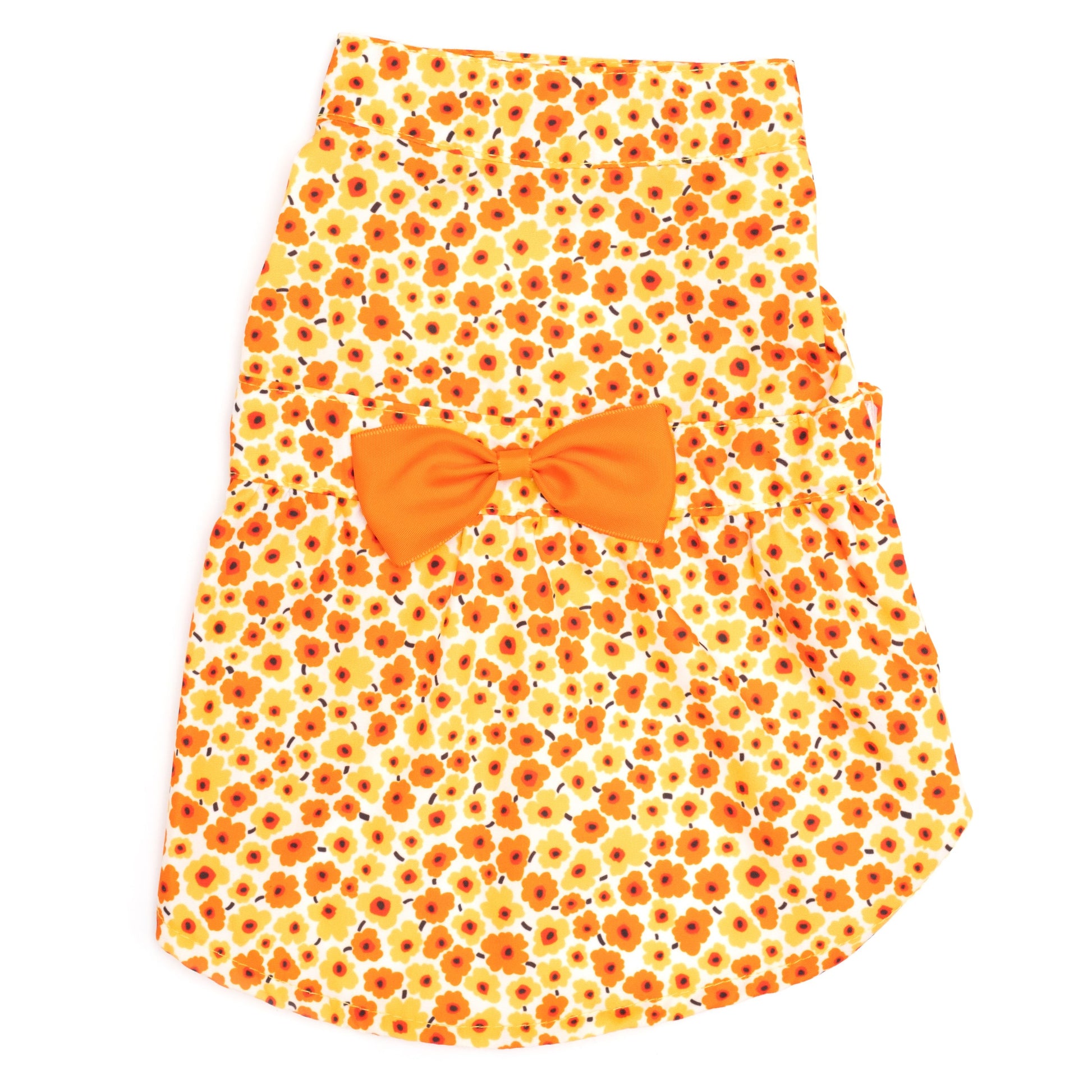 Orange & Yellow Fleurs Dog Dress, Flat - Trendy Dog Boutique