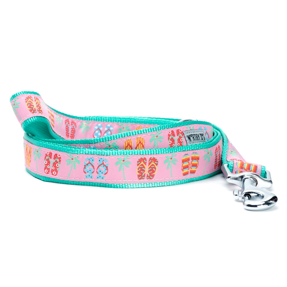 Flip Flops Adjustable Dog Collar, Matching Lead - Trendy Dog Boutique