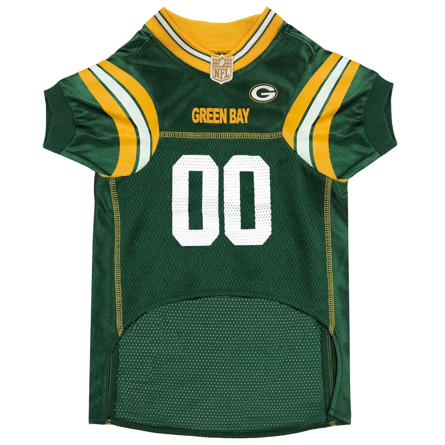 Green Bay Packers Mesh Dog Jersey, Front View - Trendy Dog Boutique