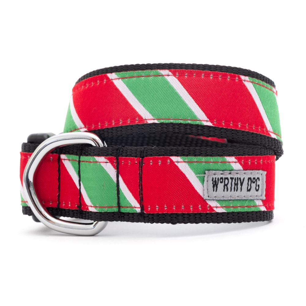 Christmas Holiday Stripe Dog Collar - Trendy Dog Boutique