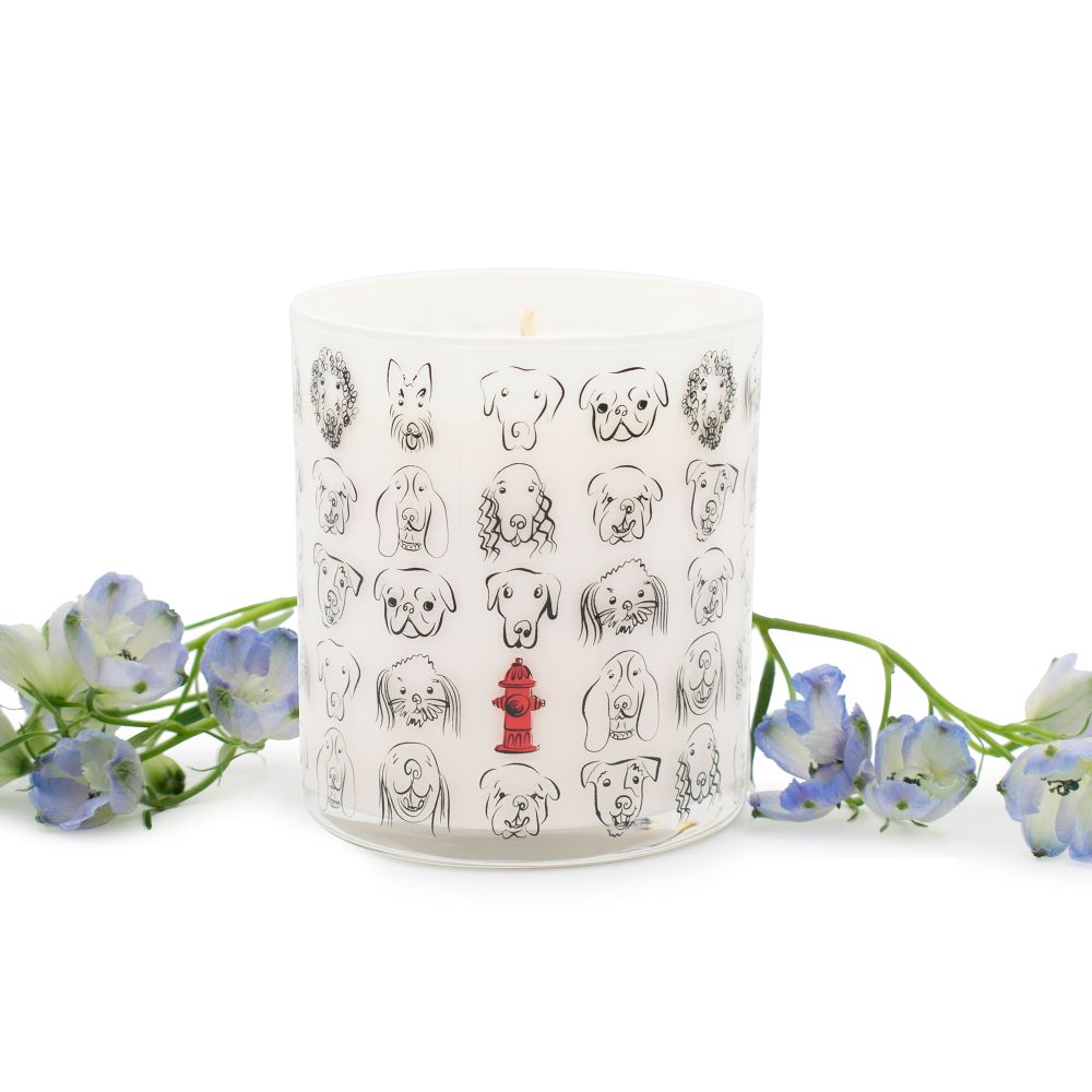 Fresh Rain Dog & Hydrant Jar Candle, Front View - Trendy Dog Boutique