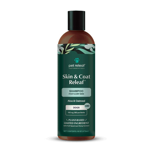 Pet Releaf Skin & Coat Dog 16oz. Itchy & Dry Shampoo CBD 100mg - Trendy Dog Boutique