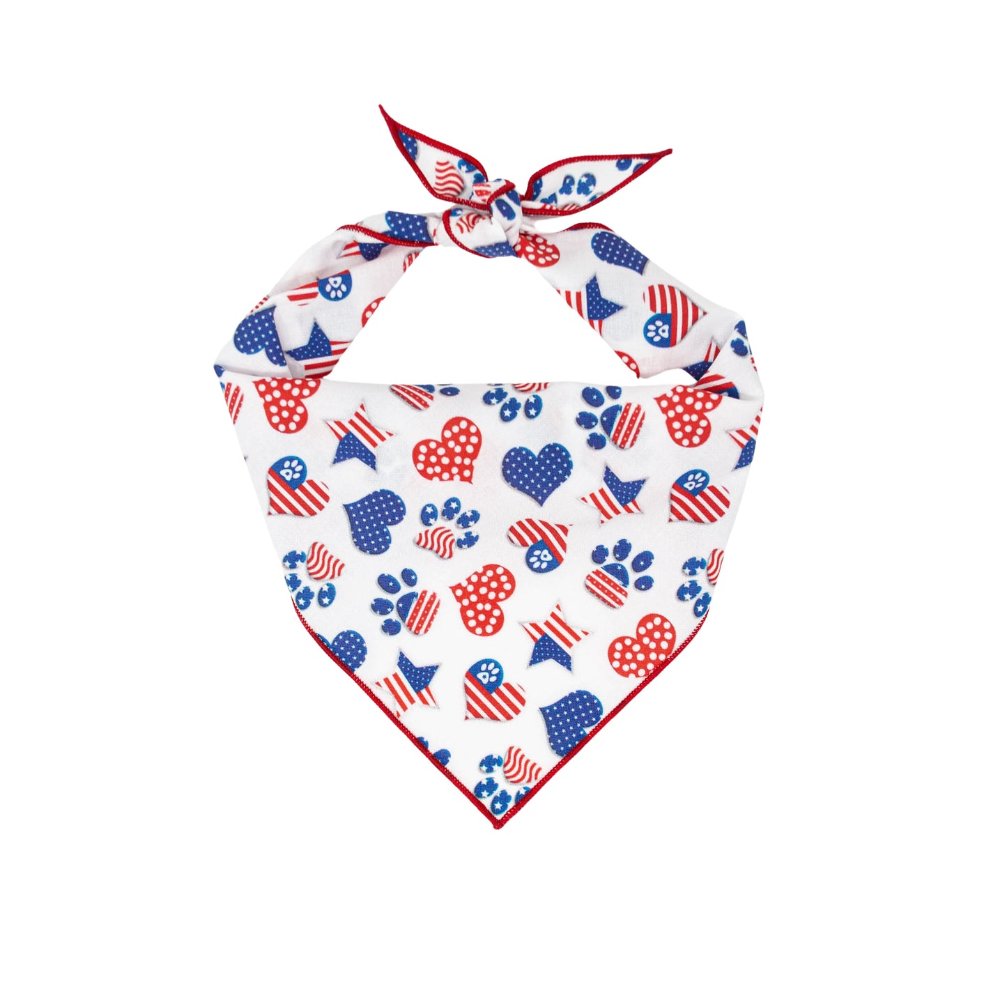 July 4th  - Memorial Day Hearts and Paws Dog Bandana - Trendy Dog Boutique