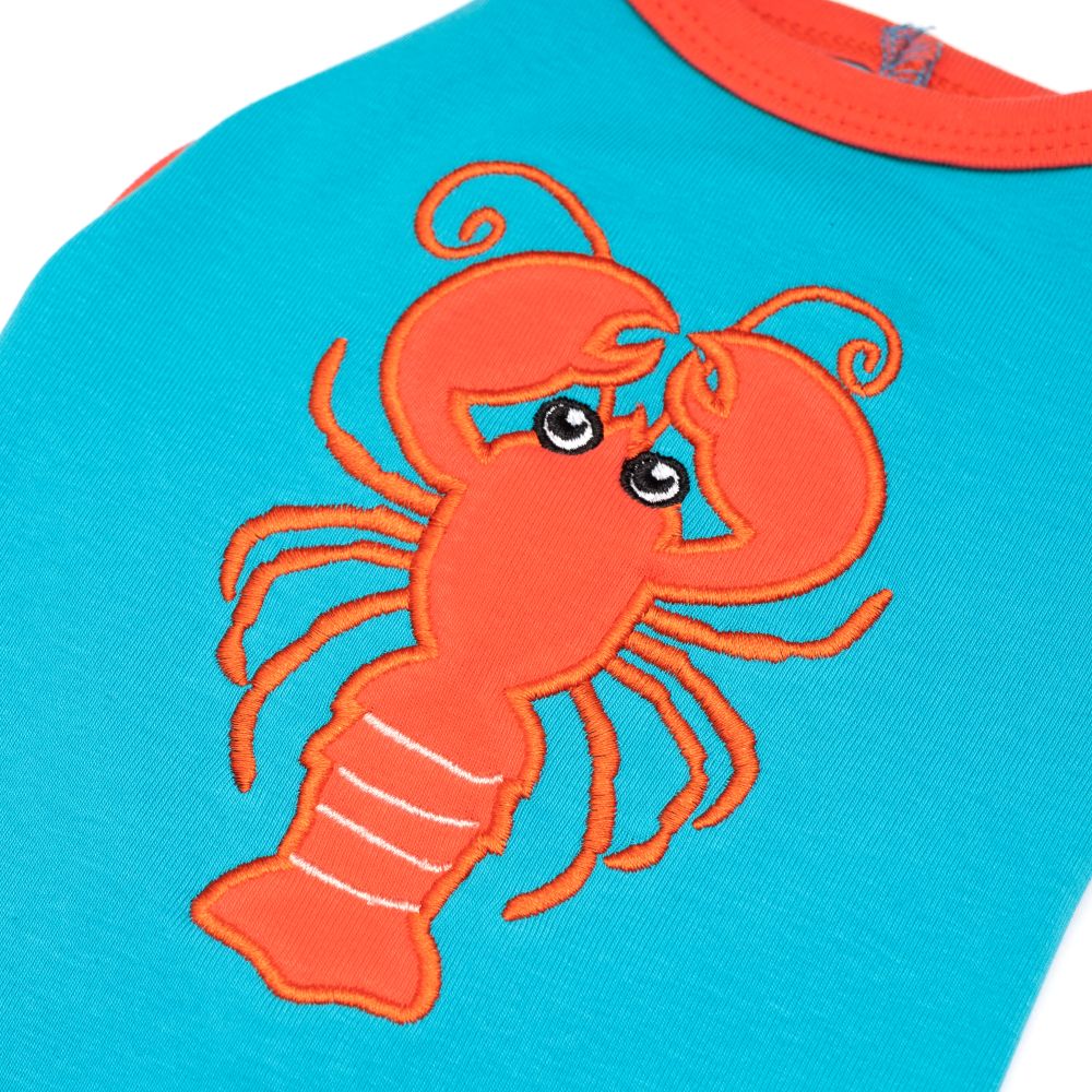 Lobster Dog T-Shirt, close up details - Trendy Dog Boutique 