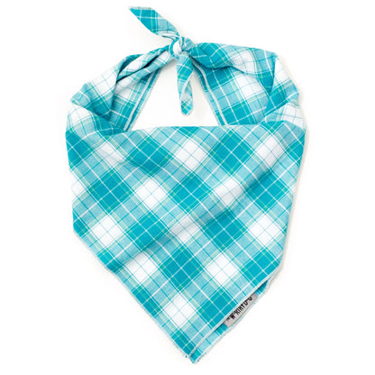 Madras Teal Plaid Classic Dog Bandana - Trendy Dog Boutique