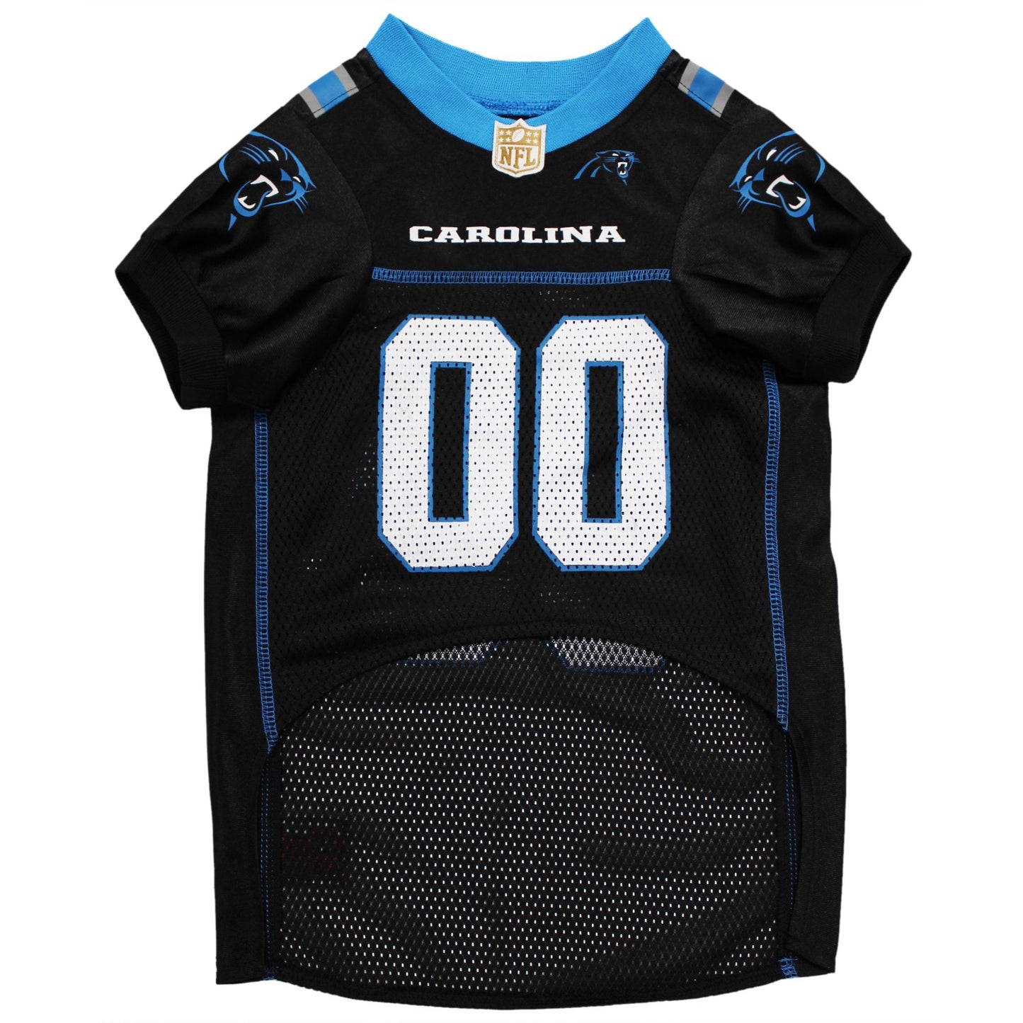 Carolina Panthers Mesh Dog Jersey, Front View - Trendy Dog Boutique