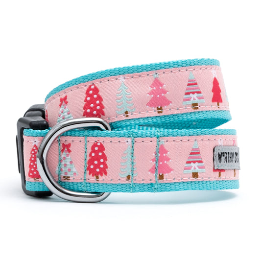 Pink Holiday Trees Dog Collar - Trendy Dog Boutique