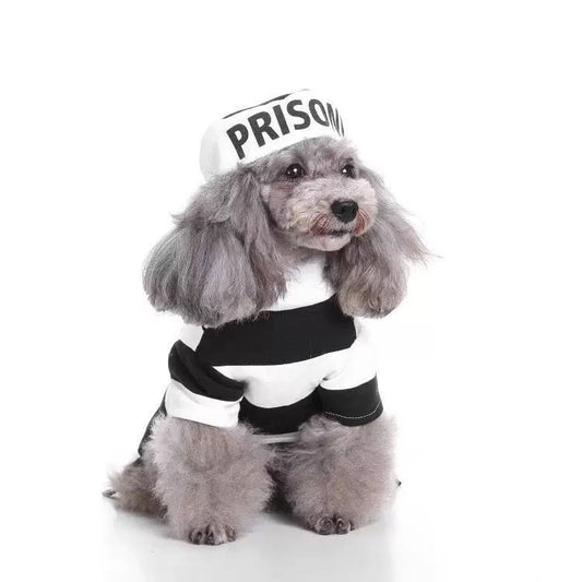 Striped Retro Inmate Prisoner Halloween Dog Costume - Trendy Dog Boutique