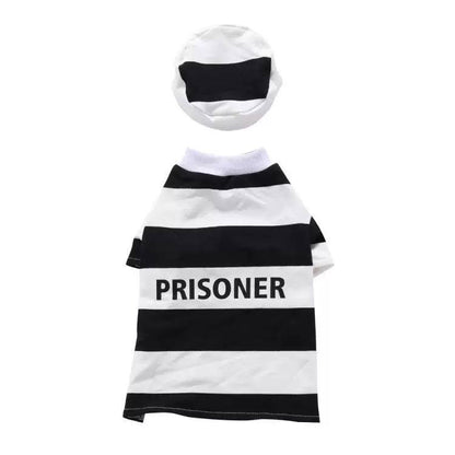 Striped Retro Inmate Prisoner Halloween Dog Costume - Trendy Dog Boutique