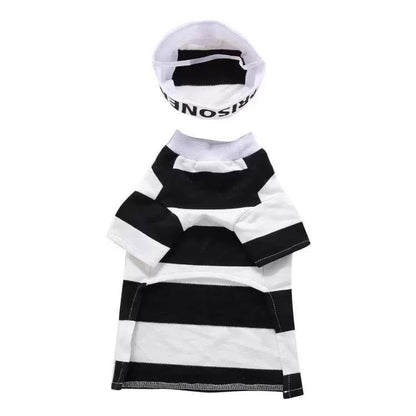 Striped Retro Inmate Prisoner Halloween Dog Costume - Trendy Dog Boutique