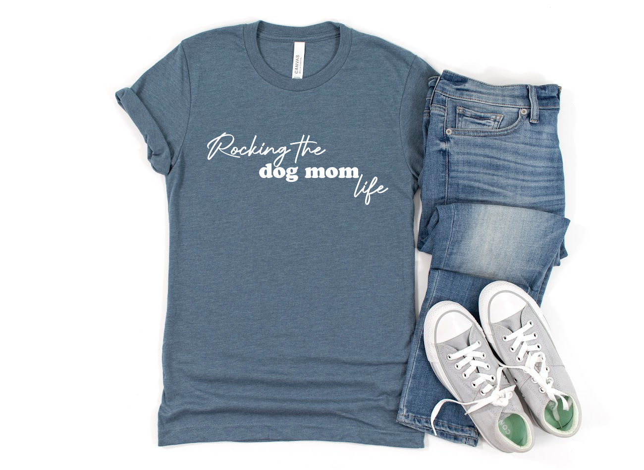 ROCKING THE DOG MOM LIFE Printed T-Shirt - Trendy Dog Boutique