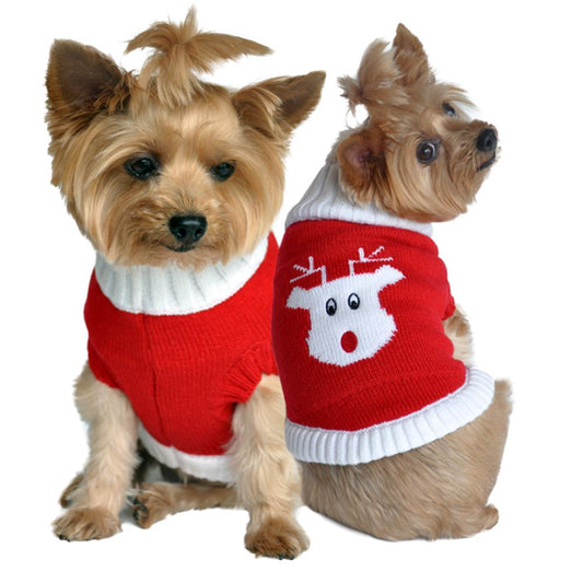 Red Rudolph Christmas Sweater - Trendy Dog Boutique