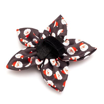 Santa Dog Flower Bow, Back View - Trendy Dog Boutique